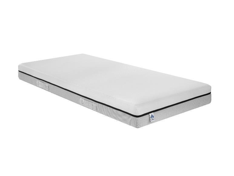 Un matelas Insèite blanc avec un dessous gris.