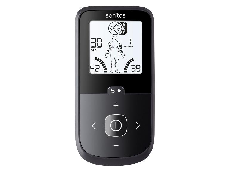 Appareil TENS Sanitas pour le soulagement de la douleur avec écran et commandes