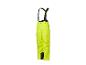 Pantalon de ski jaune fluo avec bretelles noires.