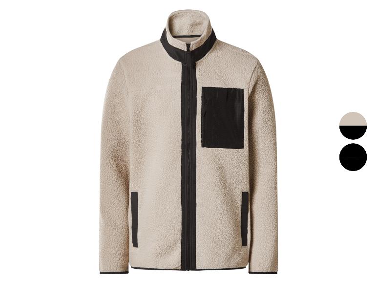 Veste polaire beige avec fermeture éclair et poches noires