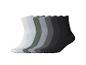 Sept paires de chaussettes de différentes couleurs, du blanc au noir, avec une texture côtelée