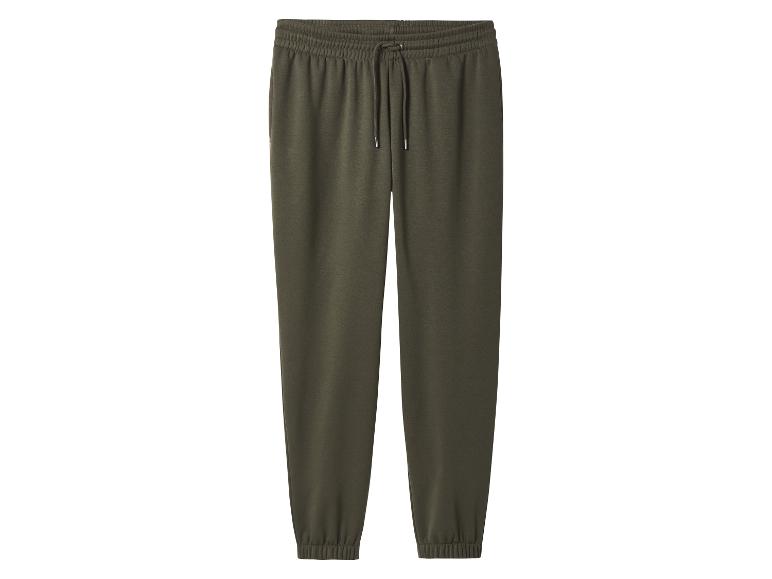 Pantalon de jogging vert foncé avec cordon de serrage à la taille et chevilles élastiques.
