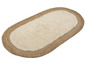 Un tapis ovale avec une bordure en jute et un centre doux de couleur crème.