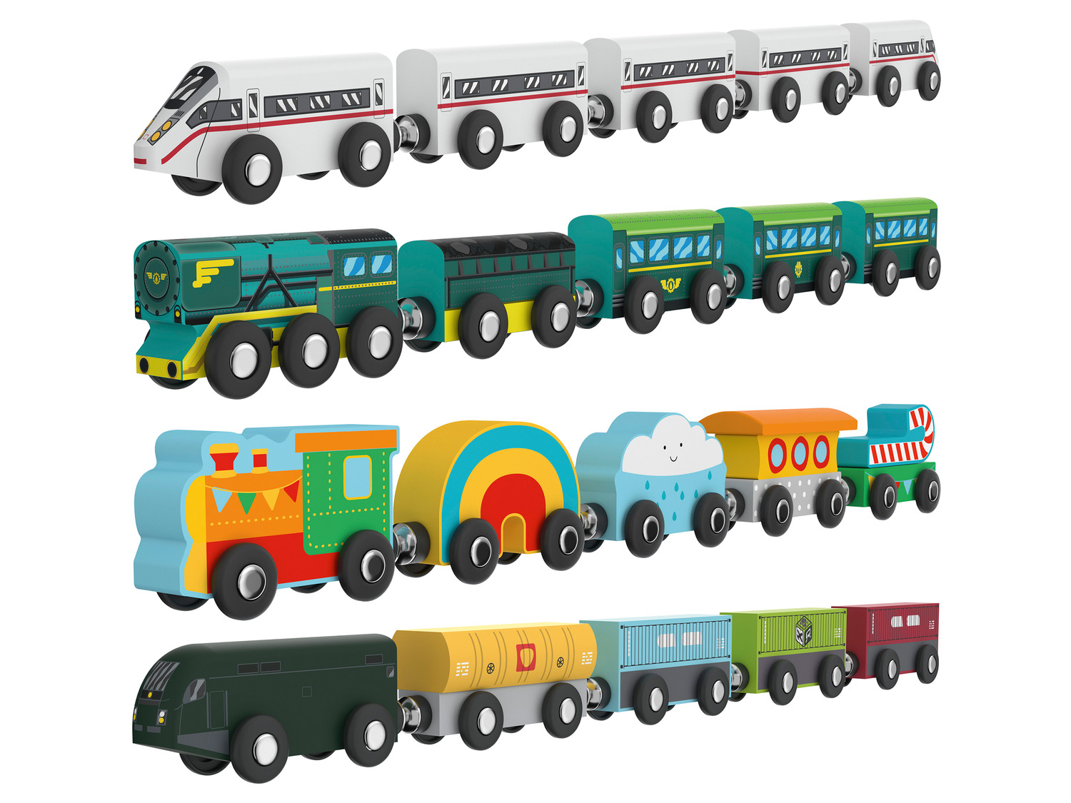 Set de train 70 pieces en bois, jouets en bois