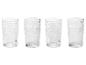 Ensemble de quatre verres à eau transparents, style vintage.