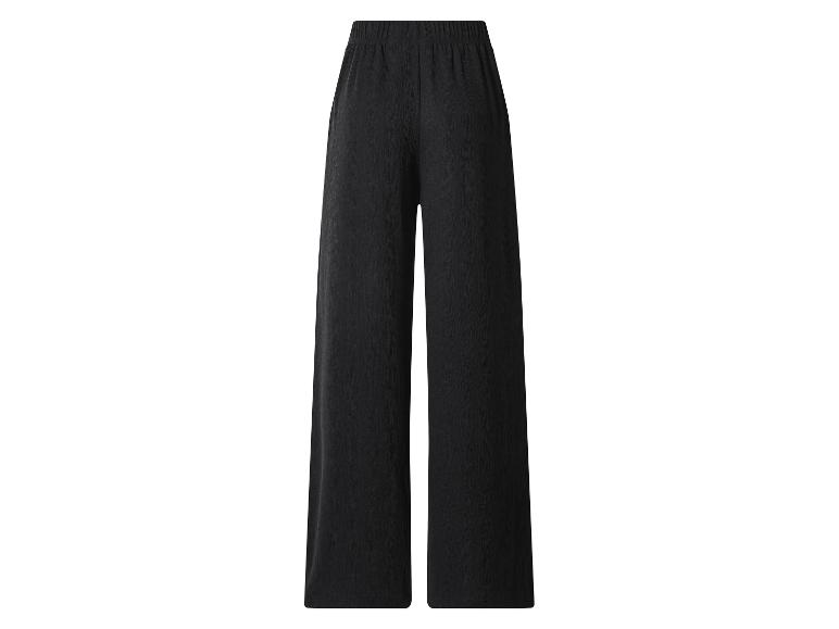 Pantalon noir large pour femme avec taille élastique.