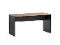 Console noire avec plateau aspect bois.
