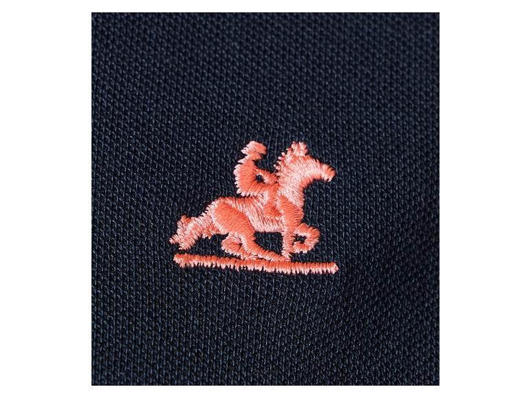 Polo noir brodé d'un cavalier sur un cheval.