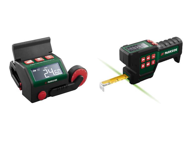 Un ruban à mesurer numérique et un mètre laser Parkside.
