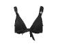 Haut de bikini noir avec bretelles réglables et fermeture à nouer au dos.