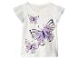 T-shirt blanc pour fille avec papillons violets et manches à volants.