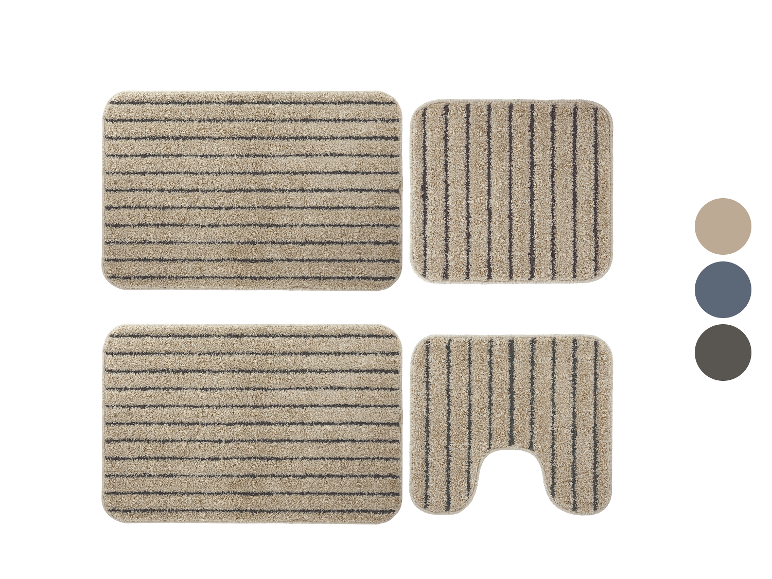 Ensemble de tapis de bain rayés.