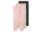 Lot de 3 leggings fille : rose, beige à cœurs et gris foncé.