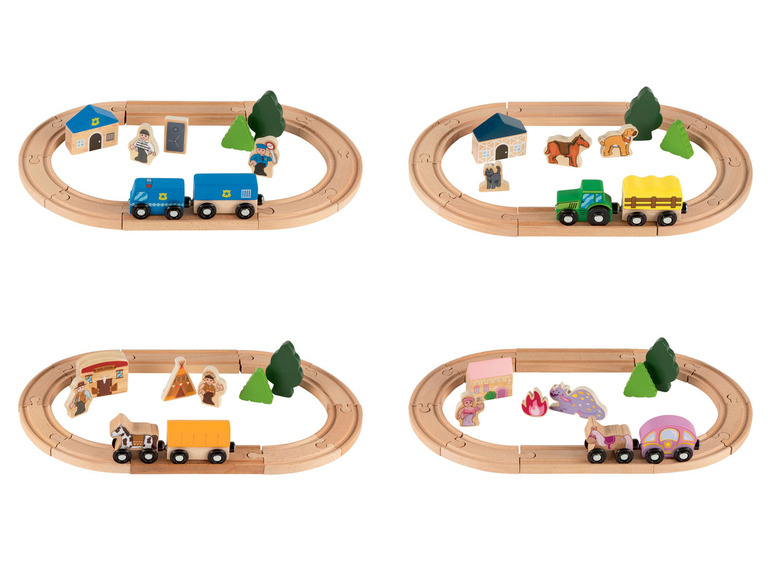 Aller en mode plein écran : Playtive Kit ferroviaire en bois, 18 pièces - Image 1