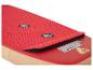Planche de paddle gonflable avec surface antidérapante rouge et valves de gonflage.