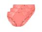 Trois paires de culottes femme corail avec dentelle.
