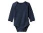 Body bébé bleu foncé à manches longues avec boutons-pression à l'entrejambe.