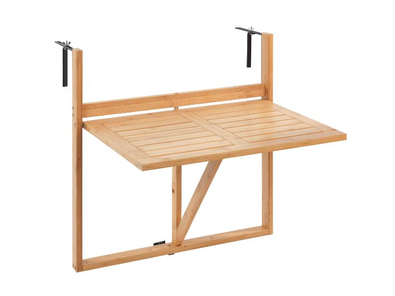 Table pliante en bambou avec supports de montage.