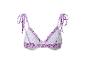 Haut de bikini lilas à fleurs, bretelles nouées.