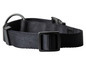 Un collier de chien noir avec une boucle.