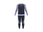 Ensemble de sous-vêtements thermiques gris foncé et violet clair avec détails texturés.