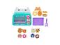 Jouet cuisine avec four, accessoires de pâtisserie et fausses gourmandises.