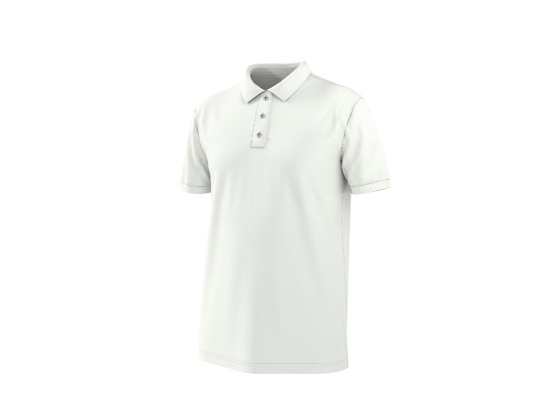 Polo blanc à manches courtes avec trois boutons et col.