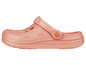 Une mule en plastique rose avec une sangle