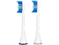 Deux têtes de brosse à dents électriques blanches avec des poils bleus et turquoises