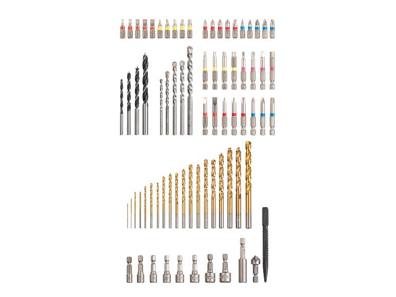 Ensemble de forets et d'embouts de tournevis, y compris des forets pour bois, métal et béton.
