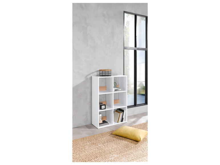 Aller en mode plein écran : Étagère Liverpool, 74 x 108 x 33 cm, blanc/imitation chêne - Image 2