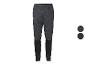 Pantalon de sport homme en tissu gris foncé à motifs avec bas de jambes noirs, deux options de couleur.
