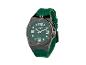 Montre pour homme avec cadran et bracelet vert foncé, chiffres proéminents.