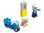Lego DUPLO: Un policier avec une moto, un chien et une affiche de chien perdu.