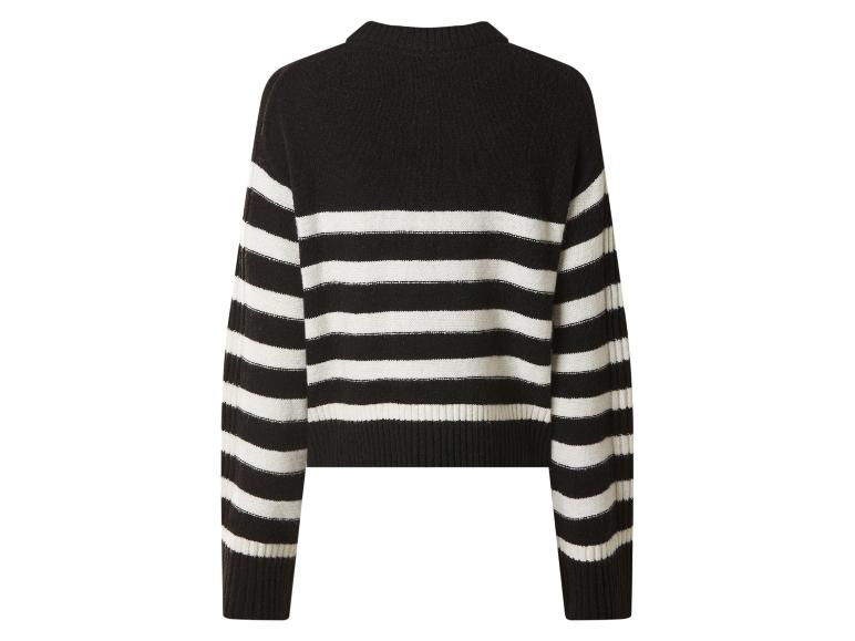 Pull à manches longues rayé noir et blanc, vue de dos