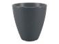 Un pot de fleurs rond gris.