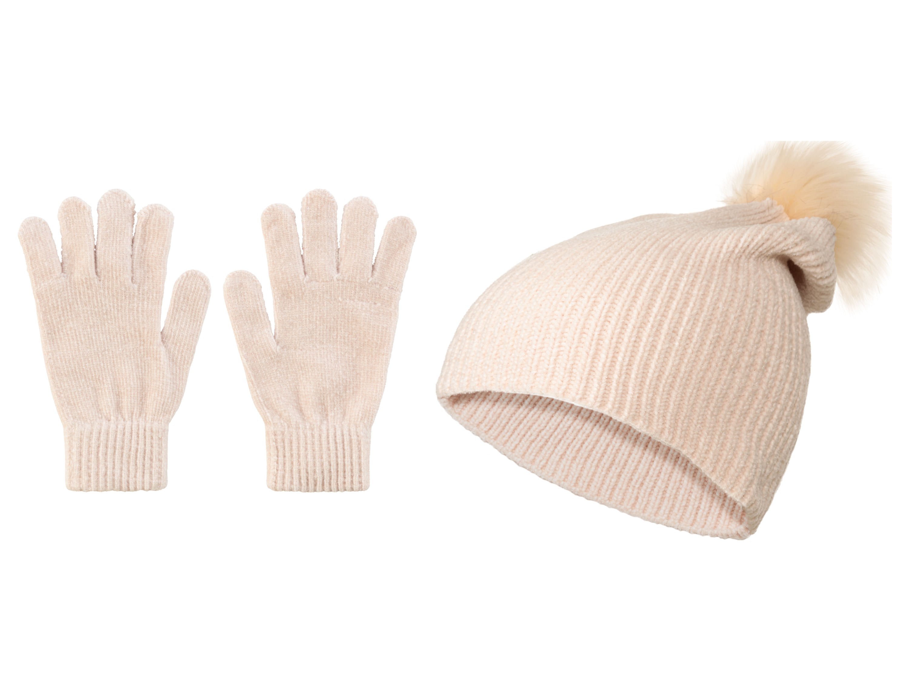 esmara® Parure gants et bonnet (Taille unique, crème)