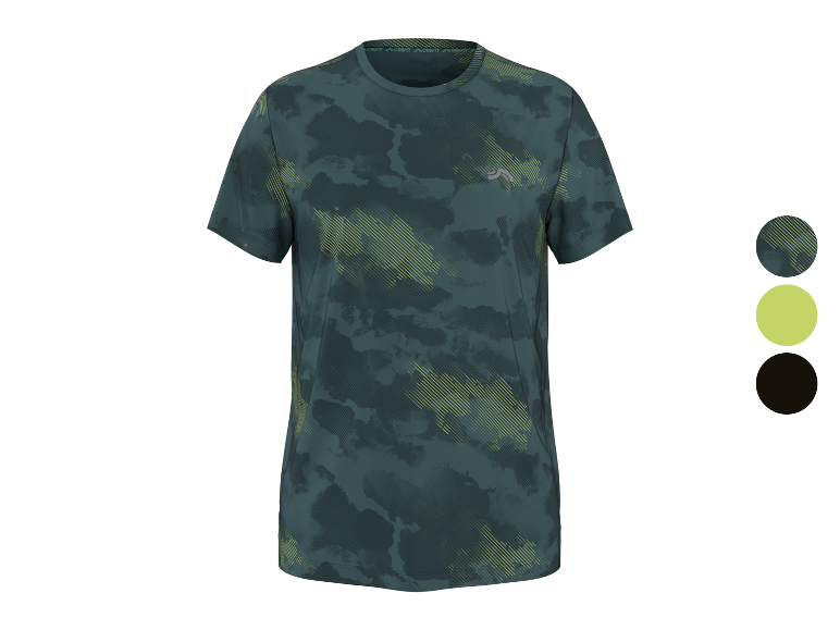 T-shirt de sport à manches courtes pour homme, motif camouflage vert foncé et jaune