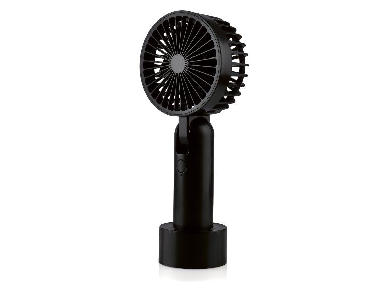 Ventilateur de poche noir élégant sur pied.