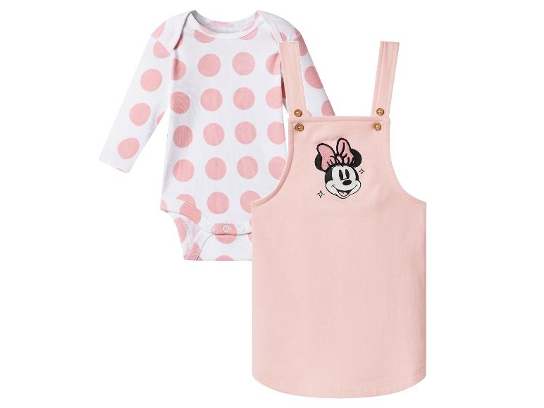 Body bébé Minnie Mouse à pois roses et robe salopette rose