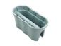 Jardinière de balcon en plastique vert clair avec un design ondulé et un séparateur central.