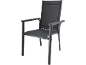 Chaise d'extérieur gris foncé avec assise et dossier en maille