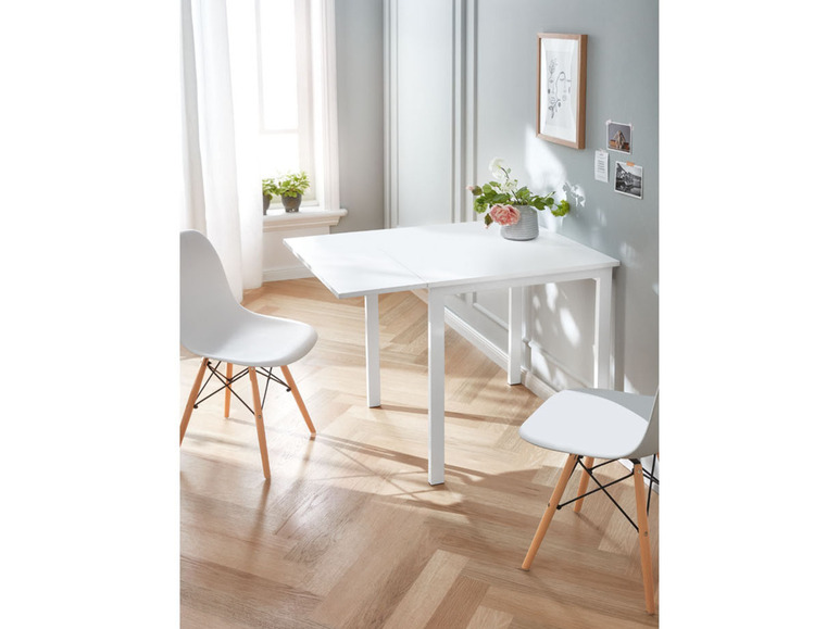 Aller en mode plein écran : LIVARNO home Table pliable, 74-104 x 74 x 75 cm, blanc mat - Image 4