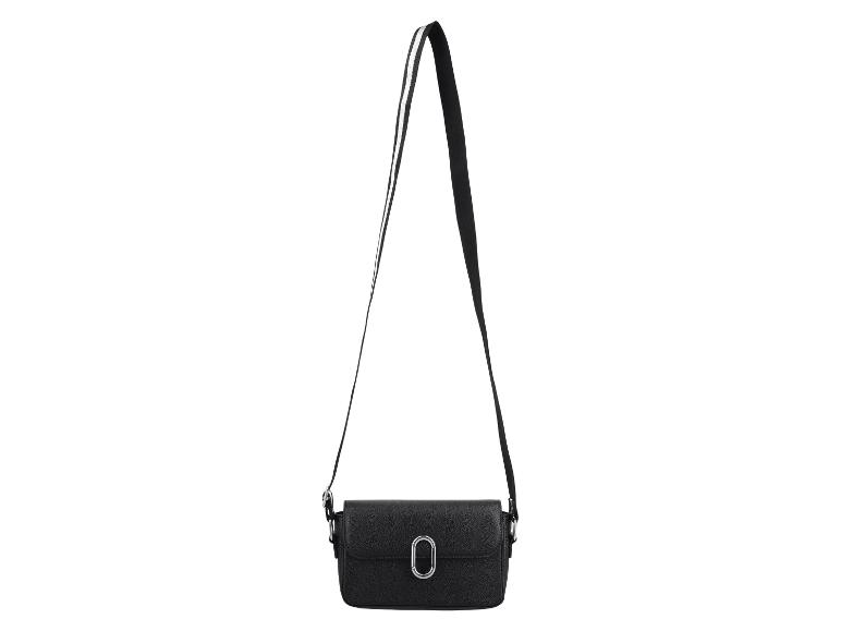 Sac à main noir pour femme avec longue bandoulière et boucle argentée