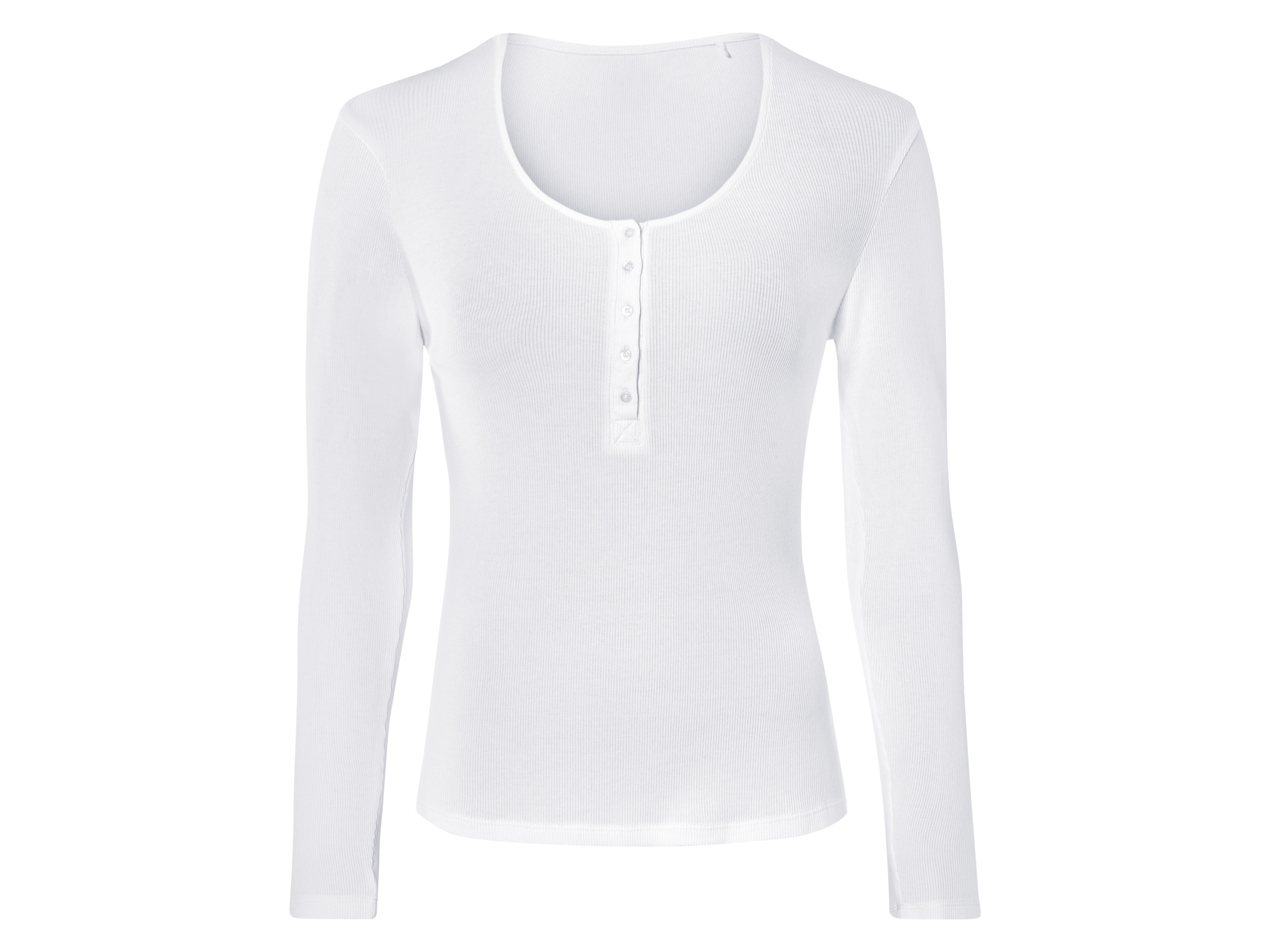 esmara® T-shirt côtelé à manches longues femme (blanc, S(34/36))