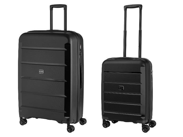 Deux valises noires Topmove, une grande et une petite.