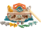 Arche de Noé en bois avec animaux et personnages, jouet pour enfants.