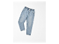 Pantalon en jean bleu avec cordon.