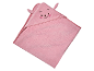 Serviette de bain rose à capuche, décorée d'un motif animal mignon.