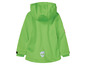 Veste softshell verte à capuche pour enfants.